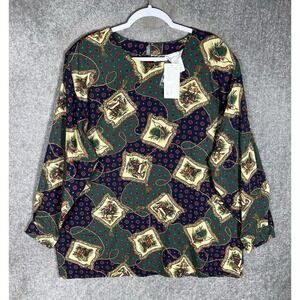 Vintage Combinations Top Womens Size 22W‎ Equestrian Horse Long Sleeve New